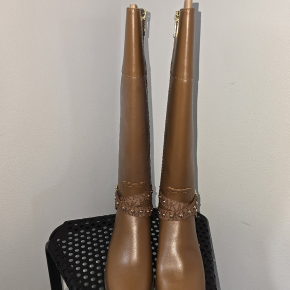 Michael Kors Kincaid Embossed Riding Boot Brown 6 - Picture 6 of 8